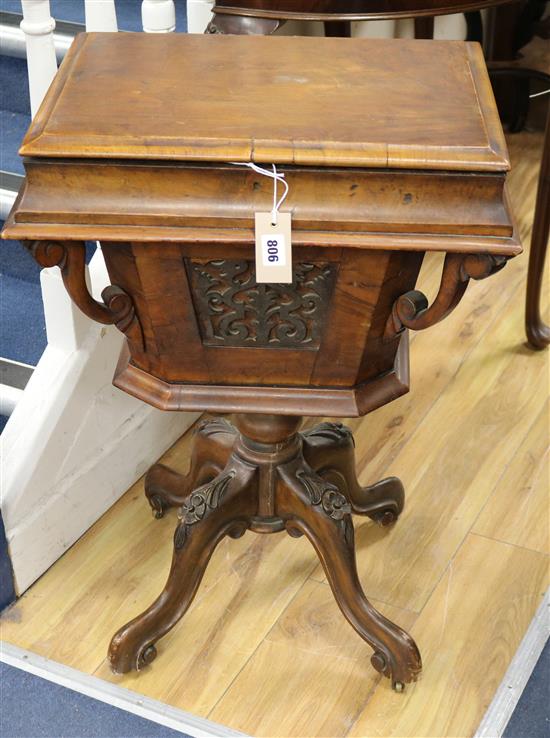 A Victorian walnut work table W.50cm